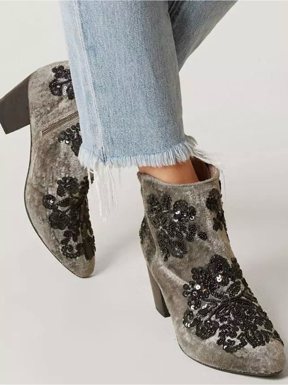 Free People Girls Night Out Velvet Beaded Ankle Boots EU 37